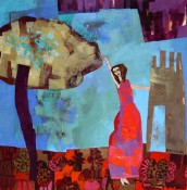 Mujer y castillo, acrílico 40x40 cms. 2011