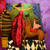 Carnaval, 120x120 cms. Acrílico