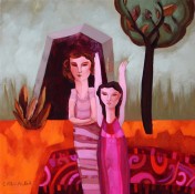 Dos mujeres, acrílico 45x45 cms.