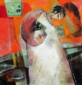 El escribano, acrílico, 30x30 cms. 2005