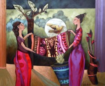 Las Artesanas, acrílico. 1.10x90 cms. 2015